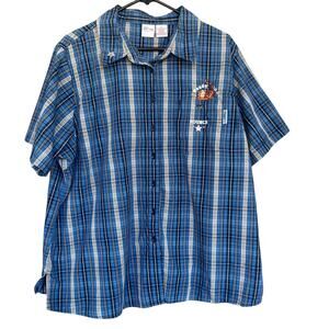 Disney Tigger Shirt Mens 2XL Blue Plaid Ready To Pounce Winnie The Pooh Cotton